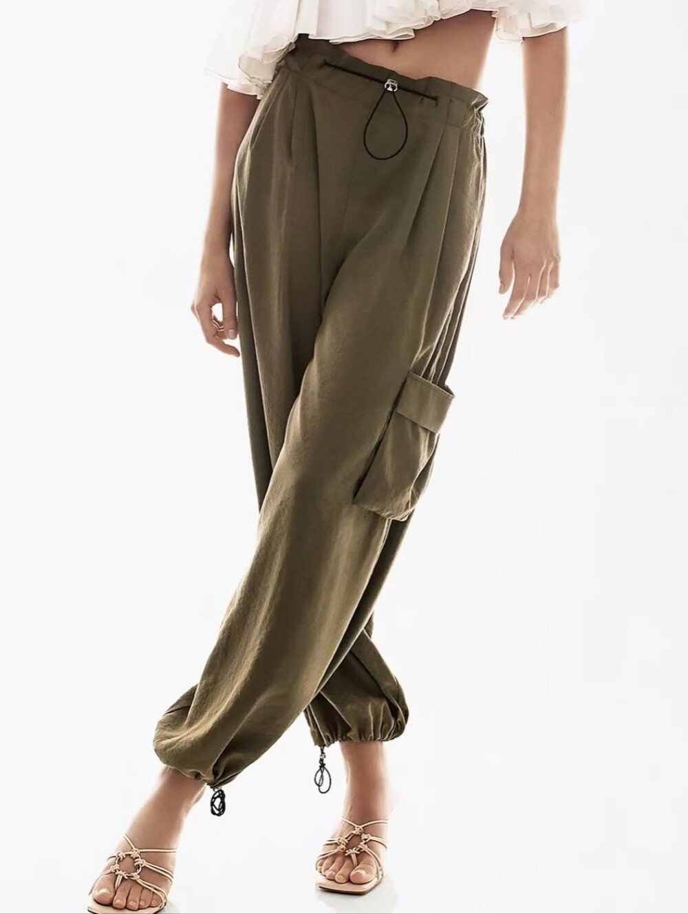 Anthropologie Olive Green Cargo Track Pants